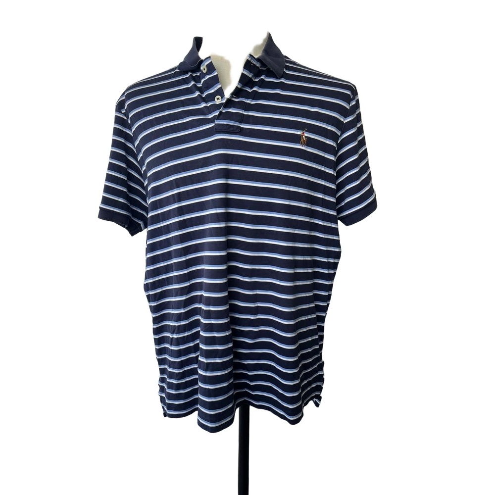 Ralph Lauren Shirt Mens Size XL Blue White Polo Striped Collared Preppy Classic